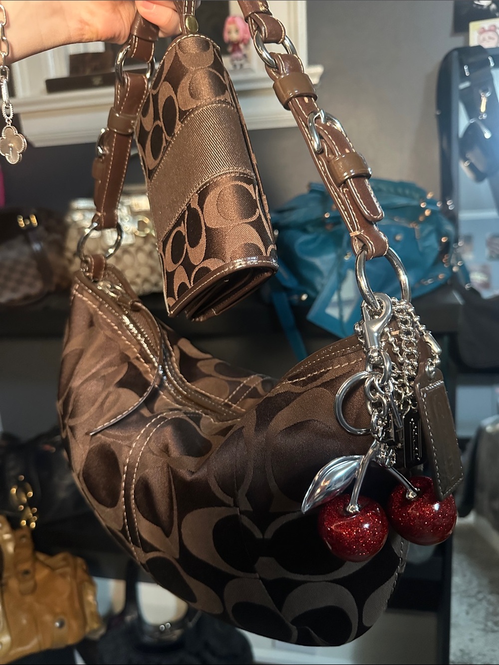 RARE Vintage Coach Signature jacquard monogram Hobo Bag with matching wallet👀
